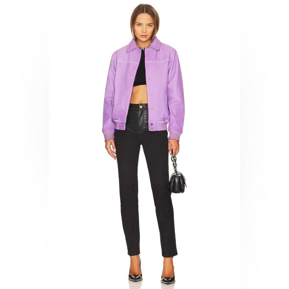 NWT DEADWOOD Coach Leather Overdye Jacket in Lavender Overdye Sz 6
